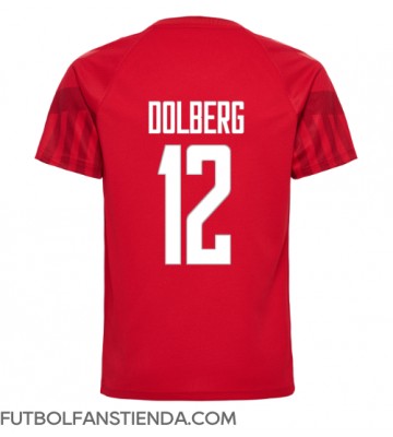 Dinamarca Kasper Dolberg #12 Primera Equipación Mundial 2022 Manga Corta